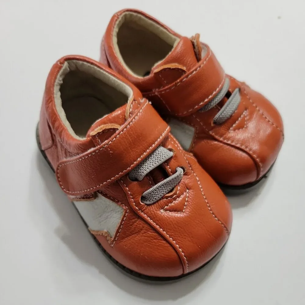 See Kai Run Sneaker Infant Boy 2 Shoe Burnt Orange Gray Adjustable Strap Comfort
